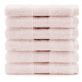 Maisonette Loft Egyptian Cotton Turkish Hand Towels - Soft, Absorbent Washcloths for Face - Ideal Quick Dry Small Towel Wash Cloth Set for Bathroom - (13" x 13", 6 Pack) - Light Pink (Petal Pink)