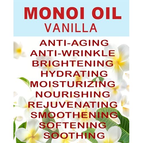 Botanical Beauty MONOI OIL VANILLA - Tiare flowers in Coconut Oil and Vanilla Bean Oil 100% Natural 1 Fl.oz - 30 ml Pure for FACE, SKIN, BODY, HAIR, NAILS