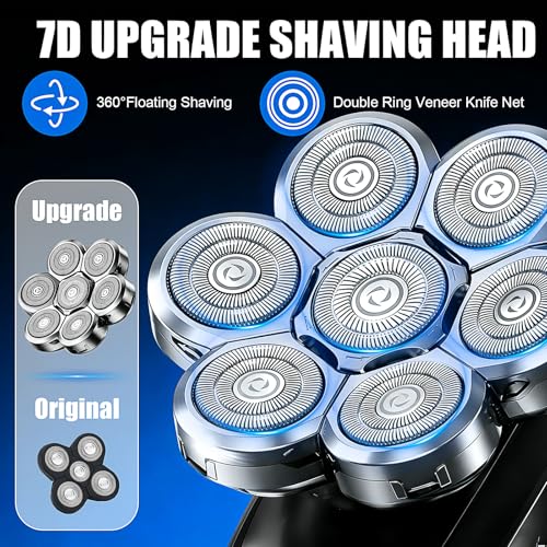 7 Head Shaver Replacement Heads for Freebird Bald Men, Head Shavers for Men,Shaver Replacement Blades for Rotary Shavers (Silver/3count)