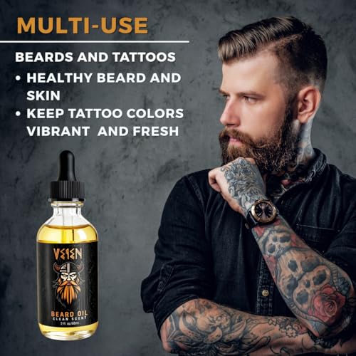 Veien Beard Oil for Men - White Tea Beard Oil for Growth, Softening & Conditioning-Moisurizes Dry Skin, Stops Beard Itch & Dandruff-Premium Mens Beard Conditioner & Grooming Oil-Made in USA -2oz