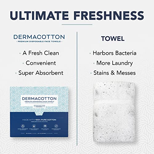 X-Large 100% Pure Cotton Face Towels ? 50 Count Extra Large Disposable Wash Cloths for Face Washing, Makeup Removal & Acne Care | Ultra Soft, Hypoallergenic & Fragrance-Free