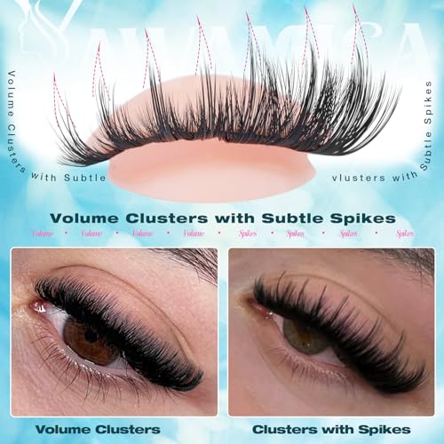 Fluffy Lash Clusters with Spikes Eyelash Clusters Manga Lashes Clusters Wispy Volume Cluster Eyelash Extensions D Curl Individual Lashes 10-20mm DIY Salon-Quality Lash Extension at Home by Yawamica