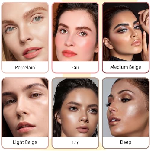 Baked Luminous Setting Powder, Oil Control Correcting Foundation, Waterproof and Long-Lasting Coverage, Natural Smooth Lightweight for All Skin Tones, #5 TAN