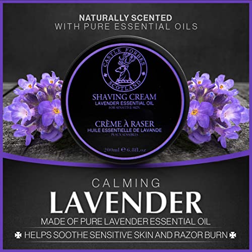 Castle Forbes Lavender Shaving Cream For Men, 6.8 fl.oz. | Moisturizing Smooth Shave Lather w/ Esseantial Oils | Protects Sensitive Skin From Razor Burn & Irritation | Luxury Grooming & Beard Care