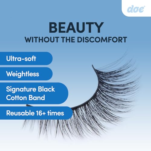 Cloud 9 - Reusable 15 Wears, Natural Looking Vegan False Lashes, Handmade from Korean Silk. Lightweight Cruelty Free Eyelash for Everyday Look - 1 Pair