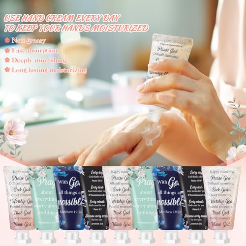 48 Pcs Christian Hand Cream Bulk for Women Christian Gift Mini Travel Size Religion Bible Verse Lotion for Skin Dry Hand Lotion Mother's Day for Mom Grandma Church Prayers Coworker