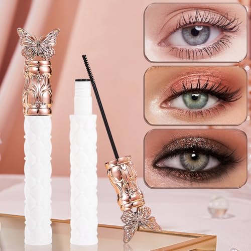 Mascara,New Lift Iron Wand Mascara,Small Soft Brush,For Tiny and Lower Eyelashes,Thick,Curling,Long-Lasting Mascaras,Waterproof,Non-smudged(2Pcs)