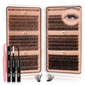 Higu clace Lash Clusters Kit 580pcs 30D+40D+50D+60D+80D+100D Lash Clusters 6 Styles Mixed 10-18MM With Bond And Tweezer, Wispy Cluster Eyelash Extensions, Easy to Use, Can DIY at Home
