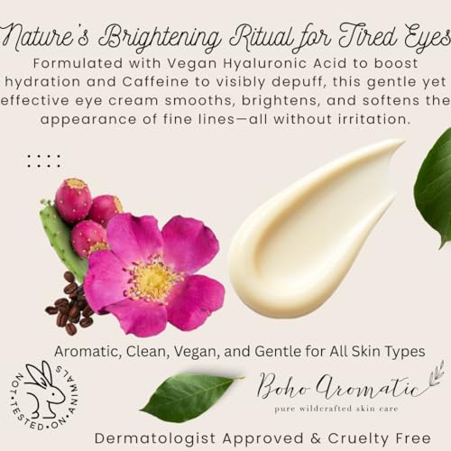 Under Eye Cream for Dark Circles & Puffiness ? Anti-Aging Hydrating Eye Cream with Hyaluronic Acid for Fine Lines & Wrinkles ? Wild Rose Renewal