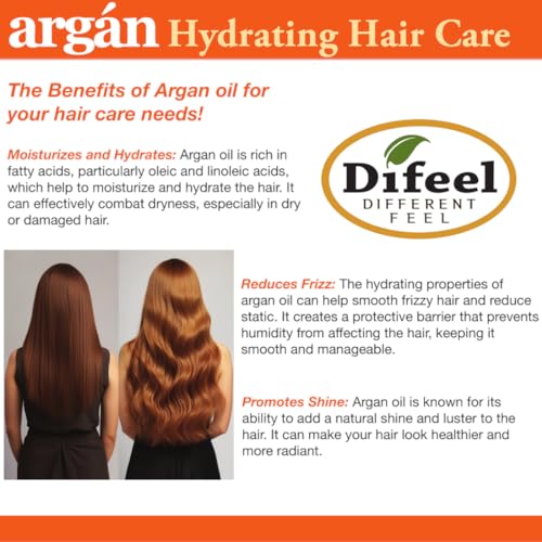 Difeel Argan Hydrating Premium Hair Oil 8 oz. - Hair Oil for Dry Hair and Natural Hair Oil Treatment