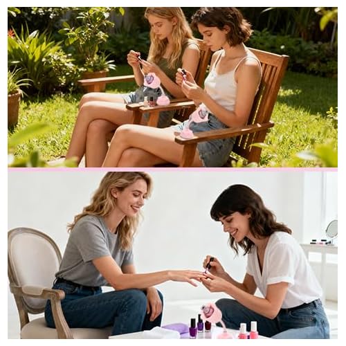 Nail Polish Bottle Holder, Rose-Shaped with 360¡Æ Rotating Stem, Tilted for No-Spill, Strong Suction Cup, All-Bottle Fit (3-Pack Pink/Black/Blue)