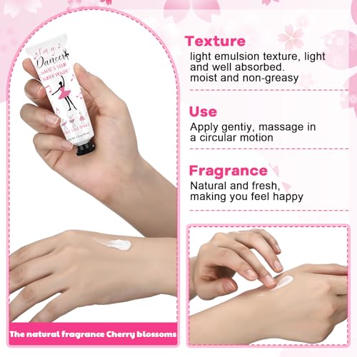 Loopeer 24 Pcs International Dance Day Gifts Bulk Double Side Hand Cream Set Small Motivational Dancer Team Gift Travel Size Moisturizing Hand Cream for Granddaughter Daughter Women Dry Cracked Hands