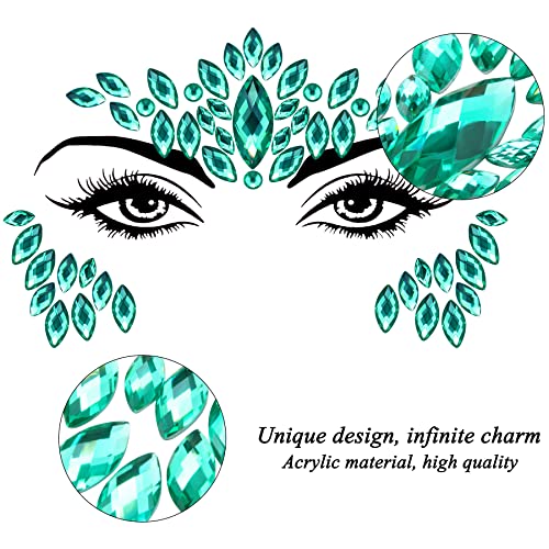 SIQUK 24 Sets Face Jewels Stickers Mermaid Face Gems Rave Face Crystal Rhinestone Face Jewel Gems for Festival Rave Carnival Party