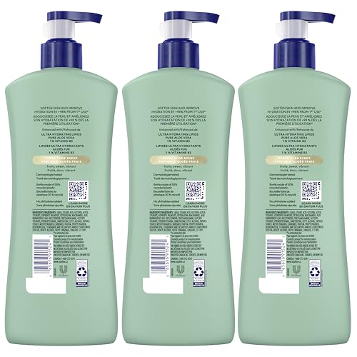 Vaseline Intensive Care Body Lotion for Dry Skin Soothing Hydration Lotion Made with Ultra-Hydrating Lipids + 1% Aloe Vera Extract to Refresh Dehydrated Skin 20.3 oz, Pack of 3 (packaging May Vary)