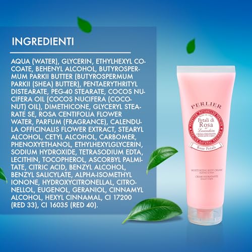 Perlier Moisturizing Body Cream Rose Petals 250 ml, 8.4 Fl Oz made in Italy [italian import]