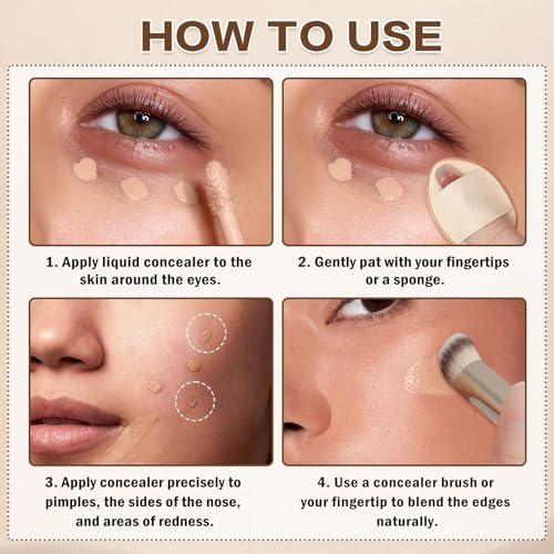 Under Eye Concealer Stick,Full Coverage Concealer for Older Women,Teenagers,Middle-aged,Dual formula (liquid tip & balm stick),Long-lasting Wear,Tattoo Cover Up Makeup£¨01 Natural£©