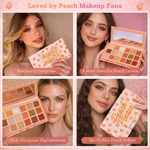 Peach Please 18 Colour Eyeshadow Palette for Beauty - Eyeshadow Cosmetics with Matte Metallic Sparkle Shimmer Pink & Highlighter Eye Makeup for Girls & Powder Eye Shadow Pallet