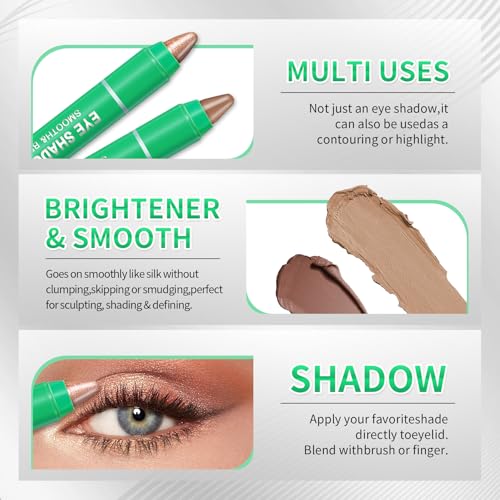 AWCCXMYM 8PCS Eye Shadow Sticks Smooth Matte Cream Eyeshadow Stick Set Long-Lasting & Waterproof Shimmer Eyeshadow Pencil for Daily & Party Christmas Eye Makeup