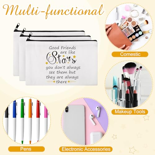 Paterr 24 Pcs Friend Gifts for Women Friendsgiving Makeup Bags Friendship Keychains Galentines Valentine Gifts for Friends Bulk Cosmetic Bags with Zipper for BFF Bestie Birthday Decorations(Star)