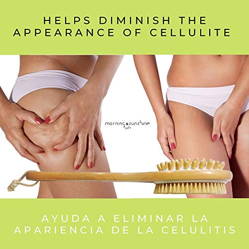 Dry Brushing Body Brush Anti Cellulite Treatment Skin Smoother Scrubber, Boar Bristles Long Handled, Thighs Buttocks Back Massager, Ayurvedic Lymphatic Drainage Tratamiento de Celulitis Anticelulitis