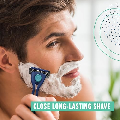 Preserve Shave 5 Five Blade Refillable Razor, Made from Recycled Materials, Navy Blue