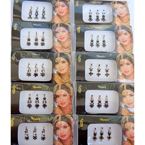 8 Bindi Pack - 24 Combo Bindi Stickers, Multicolored, Silver, Gold, Black