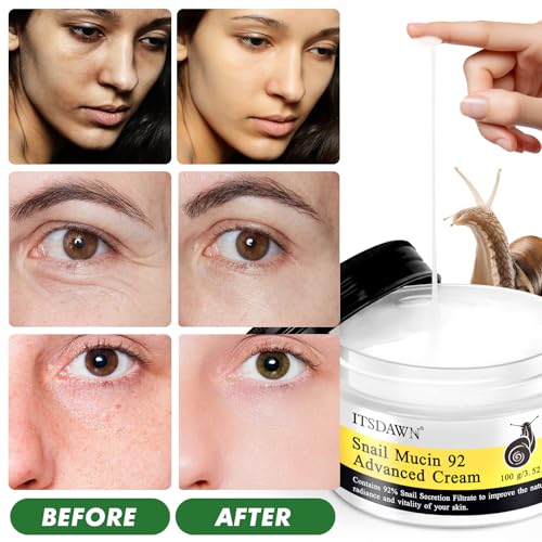 2 Pack Snail Mucin 92% Face Cream 100g, Moisturizer Hydrating Cream for Dry & Sensitive Skin, All Skin Types