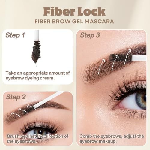 Fiber Lock Brow Mascara ? Medium Brown Tinted Fiber Brow Gel Mascara for Fuller Natural Brows ? Volumizing (01 MEDIUM BROWN, 0.23 oz / 6 g(PACK OF 1))