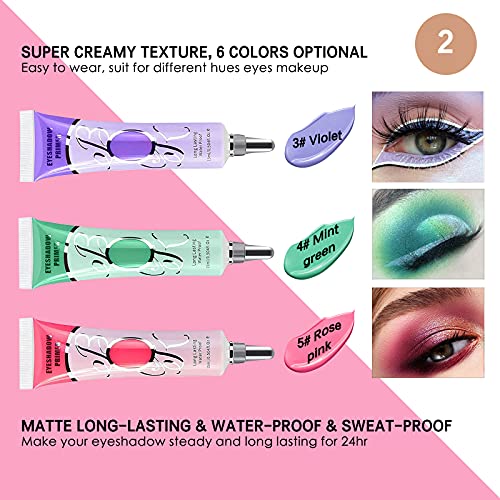 3 Pack Matte Eyeshadow Primer for Oily Lids No Crease White Medium Dark Cream Eye Primer Makeup Eyeshadow Base Waterproof & Long Lasting Eyelid Primer Liquid Eye-shadow for All Shadows (Set E)