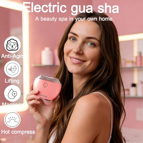 Face Massager Tool 4 Color Modes Red Light Therapy for Face Neck Skin Care at Home £¬Gua Sha Facial Tools, Pink