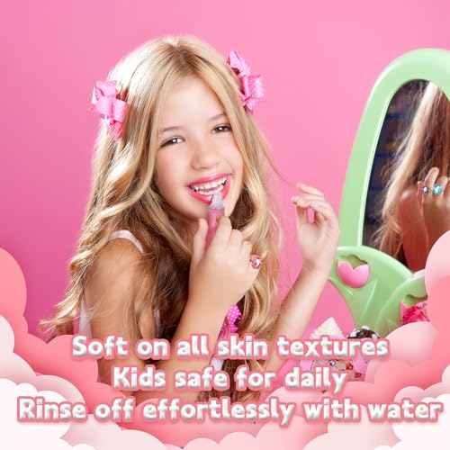 Kids Lip Gloss Set, 14 Colors Girls Lip Gloss with Shimmer, Glossy Lip Gloss for Girls and Teens Age 5+, Birthday Party Favors Gifts, Non-Toxic Fruit Scented (6ml, 14 pcs)