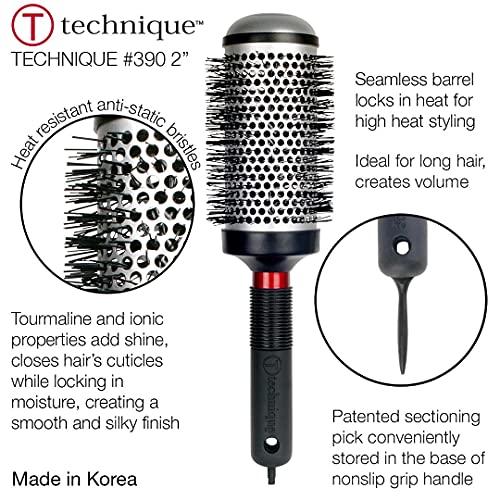 Cricket Technique Thermal Hair Brush #390 2¡± for Curling, and Styling ? Heat-Retaining Barrel with Anti-Static Tourmaline Bristles, Round Thermal Brush, Ideal for All Hair Types