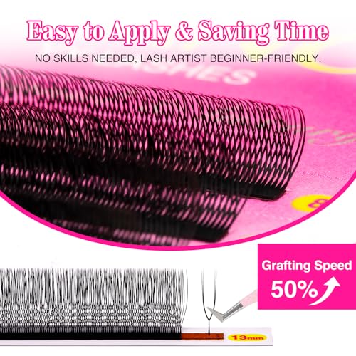 TDANCE U Lash Extensions 2D 3D 4D 5D UU Lash Fans Eyelash Extension U Shaped Natural Volume Lashes Extension Soft Matte Black Lashes(UU-2D-0.07-D,8-15mm)
