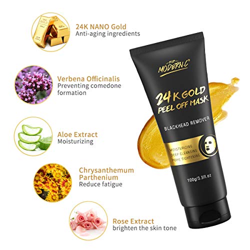Blackhead Remover Mask, 24K Gold Peel Off Mask, Gold Facial Mask Anti-Aging, Deep Cleansing, Reduces Fine Lines£¦ Wrinkles Great for All Skin, With Blackhead Remover Extractor Tools Kit & Brush