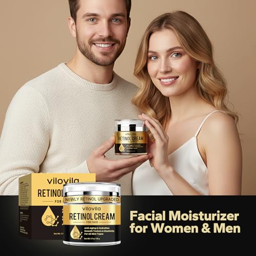 Retinol Cream For Face (1.7 Oz), Retinoids For Facial, Anti Aging Face Cream with Retinol & Hyaluronic Acid, Day & Night Facial Moisturizer for Women & Men, Hydrating Creams for Fine Lines