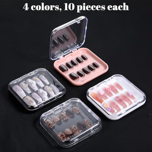 40Pcs Press On Containers Nail Packaging Boxes Acrylic Nails Containers Organizer Cases for Packaging 120Pcs Double Sided Adhesive Nail Tape for Naill Art Salon Supplies