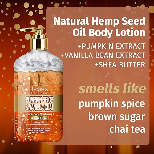 Limited Edition Pumpkin Spice & Vanilla Chai Herbal Moisturizing Body Lotion (17 oz) ? Fall Scented for Women or Men with Dry or Sensitive Skin - Hydrating Moisturizer for Daily Radiance , (Pack of 2)