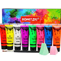 Bowitzki UV Neon Face and Body Paint 8 x 30ml /1 oz Liquid Large Kit Black Light Glow in the Dark Makeup Set Fluorescent Painting for Adults Music Festivals Party Halloween Christmas