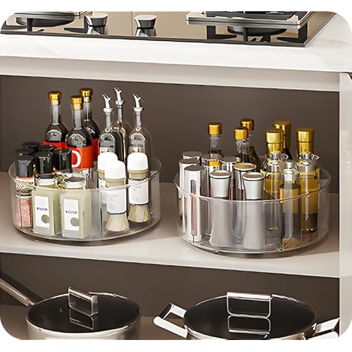 360¡Æ Rotating Makeup Organizer 11.5" Clear Turntable Lazy Susan Organizer for Vanity, Bathroom Counter, Pantry, Cabinet, Spinning Cosmetic Storage Holder with 5 Dividers for Skincare, Makeup Brushes