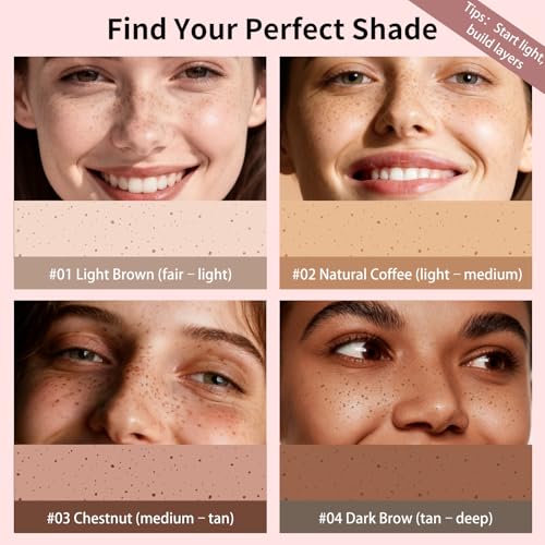 UCANBE 2PCS Dual-Ended Freckle Pen & Freckle Stamp - Precise 15¡Æ Curved Tip Makeup Waterproof & Smudge Proof, Long Lasting Faux Freckles Pencils (02 Natural Coffee)