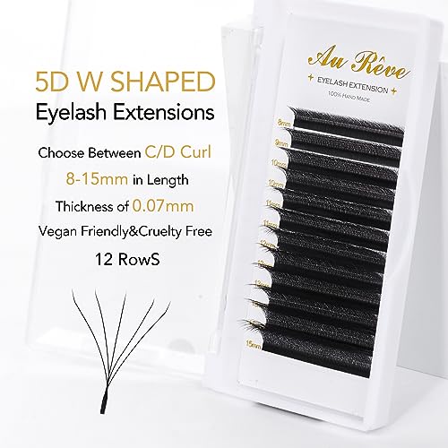 W Eyelash Extensions D Curl 0.07mm 8-15mm Mix Tray W Shaped 5D Volume Premade Fan Lashes Matte Black Cluster Easy Fans Lashes Professional Use YY Lash