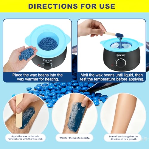 Hard Wax Beads, 1.2lb Wax Beans for Hair Removal Sensitive Skin + 10 Large Applicator Sticks - Coarse Hair Formula ? Brazilian Bikini, Face, Eyebrows, Underarms, Arms, Chest, Back, Legs(544g)