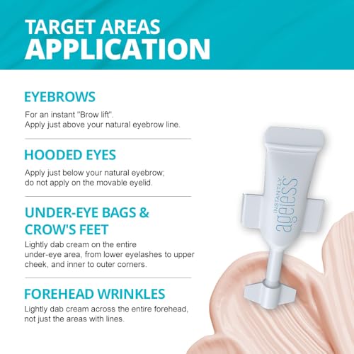 Instantly Ageless - Instant Face Lift Cream - Skin Care Anti Aging Face Cream - Wrinkle Tightener - Eye Cream For Puffiness and Bags Under Eyes - Facelift 15 Vials