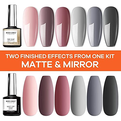 modelones Gel Nail Polish Set 6 Colors Pink Glitter Color Changing Hema&TPO Free Gel Polish Kit with Magnet Soak Off Nail Art DIY