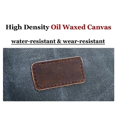 Toiletry Bag For Men Dopp Kit Durable Waxed Cotton Canvas With Leather Handle Toiletry Organizer Water-resistant Shaving Bag for Toiletries (Waxed Canvas, Grey)