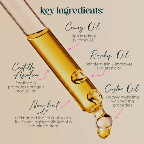 Organic Natural Anti-Aging Face Oil Serum ? Cold-Pressed & Unrefined Oil Blend with Noni, Rosehip, Pomegranate, and Castor Oil ? Deep Hydration, Fine Line Reduction, and Radiance Boost 2 oz