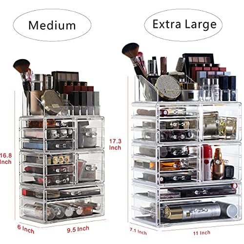 Cq Acrylic 4 Pack Clear Makeup Storage, Stackable 10 Drawer Organizer for Vanity, Jewelry, Hair Clip, Beauty & Skincare Products
