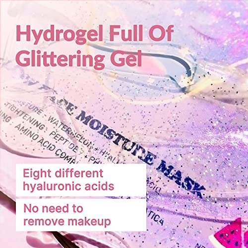LALARECIPE Glow Face Moisture Mask ? Hydrating & Cooling Hydrogel Facial with 8-Hyaluronic Acid, Watermelon & Peptides ? Vegan Korean Skincare for Radiant Skin (Pack of 10)