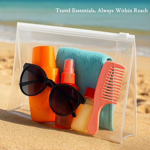 Circloophs Clear Makeup Bag, 80 Pack Large Cosmetic Bags with Zipper TSA Approved Travel Bags Bulk for Toiletries Plastic EVA Water-resistant Transparent Reusable Pouches for Bathing Suit Bikini, 11"