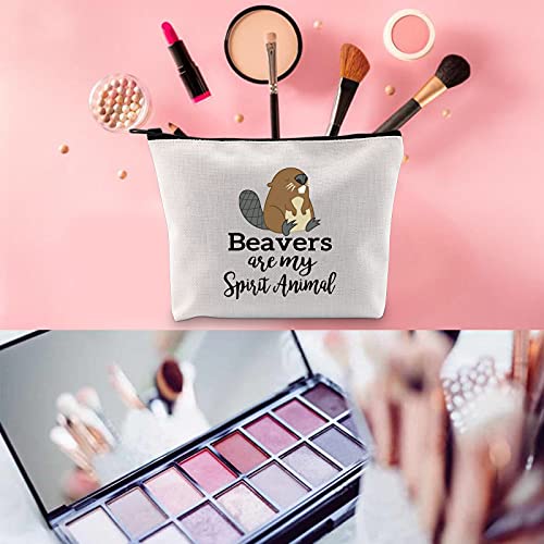 WCGXKO Beaver Lover Gift Beavers Are My Spirit Animal Zipper Pouch Makeup Bag (Spirit Animal Beavers)